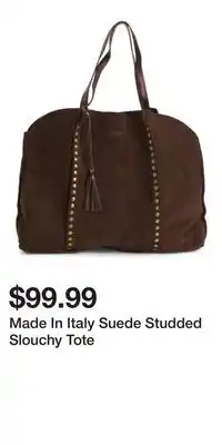 TJ Maxx Made In Italy Suede Studded Slouchy Tote offer