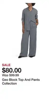 TJ Maxx Geo Block Top And Pants Collection offer