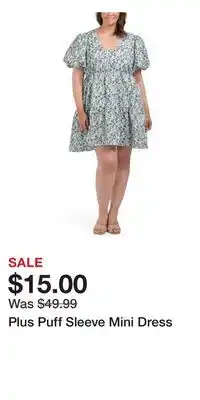 TJ Maxx Plus Puff Sleeve Mini Dress offer