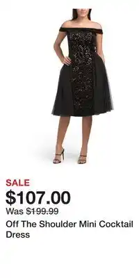 TJ Maxx Off The Shoulder Mini Cocktail Dress offer