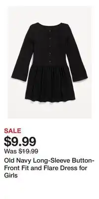 Old Navy Old Navy Long-Sleeve Button-Front Fit and Flare Dress for Girls offer