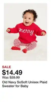 Old Navy Old Navy SoSoft Unisex Plaid Sweater for Baby offer