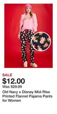 Old Navy Old Navy x Disney Mid-Rise Printed Flannel Pajama Pants for Women offer