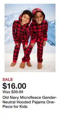 Old Navy Old Navy Microfleece Gender-Neutral Hooded Pajama One-Piece for Kids offer