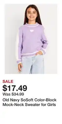 Old Navy Old Navy SoSoft Color-Block Mock-Neck Sweater for Girls offer
