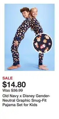Old Navy Old Navy x Disney Gender-Neutral Graphic Snug-Fit Pajama Set for Kids offer
