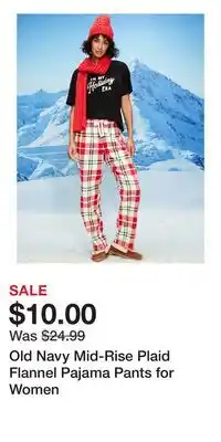 Old Navy Old Navy Mid-Rise Plaid Flannel Pajama Pants for Women offer