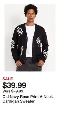 Old Navy Old Navy Rose Print V-Neck Cardigan Sweater offer