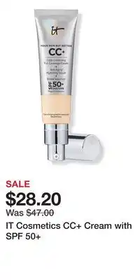 Ulta Beauty IT Cosmetics CC+ Cream with SPF 50+ offer