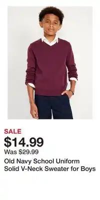 Old Navy Old Navy School Uniform Solid V-Neck Sweater for Boys offer