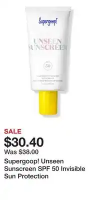 Ulta Beauty Supergoop! Unseen Sunscreen SPF 50 Invisible Sun Protection offer