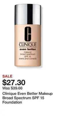 Ulta Beauty Clinique Even Better Makeup Broad Spectrum SPF 15 Foundation offer