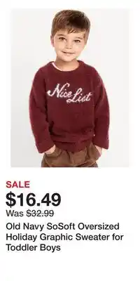 Old Navy Old Navy SoSoft Oversized Holiday Graphic Sweater for Toddler Boys offer