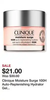 Ulta Beauty Clinique Moisture Surge 100H Auto-Replenishing Hydrator Gel Moisturizer with Hyaluronic Acid offer