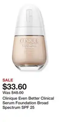 Ulta Beauty Clinique Even Better Clinical Serum Foundation Broad Spectrum SPF 25 offer
