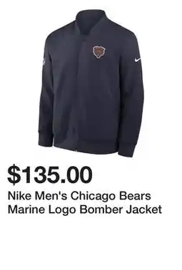 Dick's Sporting Goods Nike Men's Chicago Bears Marine Logo Bomber Jacket offer