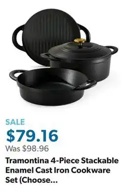 Sam's Club Tramontina 4-Piece Stackable Enamel Cast Iron Cookware Set (Choose Color) offer