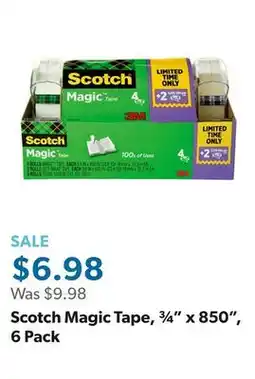 Sam's Club Scotch Magic Tape, ¾ x 850, 6 Pack offer