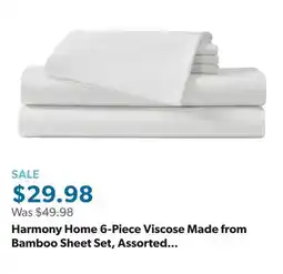 Sam's Club Harmony Home 6-Piece Viscose Made from Bamboo Sheet Set, Assorted Sizes offer