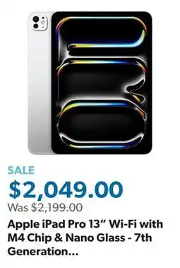 Sam's Club Apple iPad Pro 13 Wi-Fi with M4 Chip & Nano Glass - 7th Generation 2024 Model offer