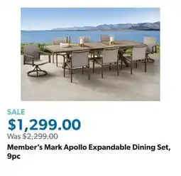Sam's Club Member's Mark Apollo Expandable Dining Set, 9pc offer