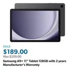 Sam's Club Samsung A9+ 11 Tablet 128GB with 2 years Manufacturer's Warranty offer