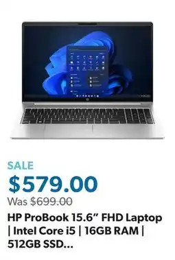 Sam's Club HP ProBook 15.6 FHD Laptop | Intel Core i5 | 16GB RAM | 512GB SSD | Windows 11 Pro offer