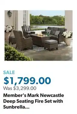 Sam's Club Member's Mark Newcastle Deep Seating Fire Set with Sunbrella Fabric, 6pc offer