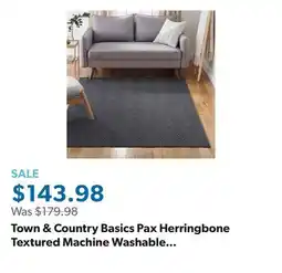 Sam's Club Town & Country Basics Pax Herringbone Textured Machine Washable Area Rug, Assorted Sizes and Colors offer