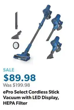 Sam's Club ePro Select Cordless Stick Vacuum with LED Display, HEPA Filter offer