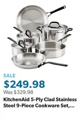 Sam's Club KitchenAid 5-Ply Clad Stainless Steel 9-Piece Cookware Set, Polished Stainless Steel offer