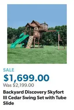 Sam's Club Backyard Discovery Skyfort III Cedar Swing Set with Tube Slide offer