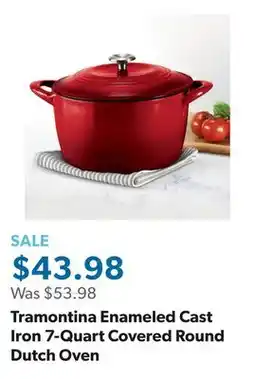 Sam's Club Tramontina Enameled Cast Iron 7-Quart Covered Round Dutch Oven offer