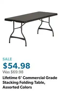 Sam's Club Lifetime 6' Commercial Grade Stacking Folding Table, Assorted Colors offer