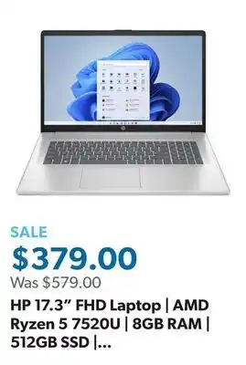 Sam's Club HP 17.3 FHD Laptop | AMD Ryzen 5 7520U | 8GB RAM | 512GB SSD | Windows 11 Home offer