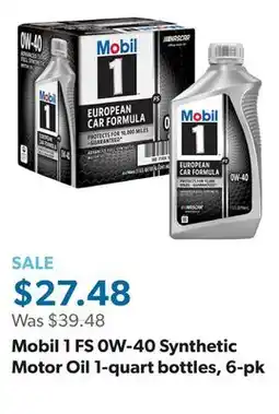 Sam's Club Mobil 1 FS 0W-40 Synthetic Motor Oil 1-quart bottles, 6-pk offer