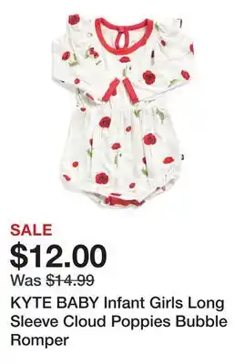 Marshalls KYTE BABY Infant Girls Long Sleeve Cloud Poppies Bubble Romper offer