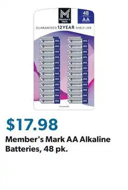Sam's Club Member's Mark AA Alkaline Batteries, 48 pk offer