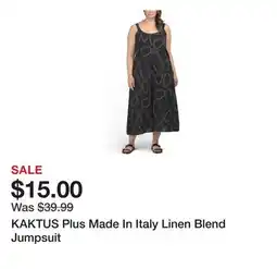 Marshalls KAKTUS Plus Made In Italy Linen Blend Jumpsuit offer