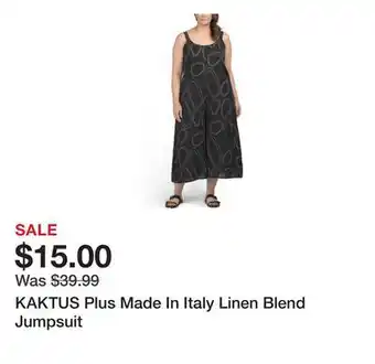 Marshalls KAKTUS Plus Made In Italy Linen Blend Jumpsuit offer