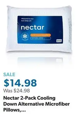 Sam's Club Nectar 2-Pack Cooling Down Alternative Microfiber Pillows, Standard/Queen Size offer