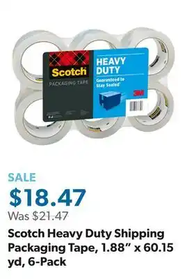 Sam's Club Scotch Heavy Duty Shipping Packaging Tape, 1.88 x 60.15 yd, 6-Pack offer