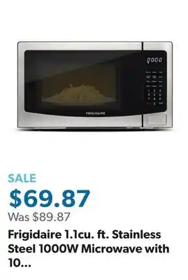 Sam's Club Frigidaire 1.1cu. ft. Stainless Steel 1000W Microwave with 10 Adjustable Power Levels offer