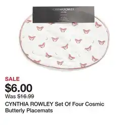 Marshalls CYNTHIA ROWLEY Set Of Four Cosmic Butterly Placemats offer