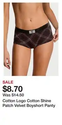 Victoria's Secret Cotton Logo Cotton Shine Patch Velvet Boyshort Panty offer