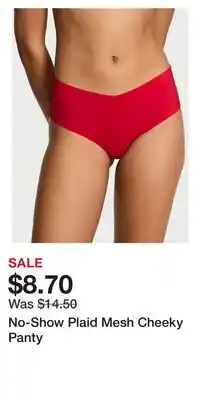 Victoria's Secret No-Show Plaid Mesh Cheeky Panty offer