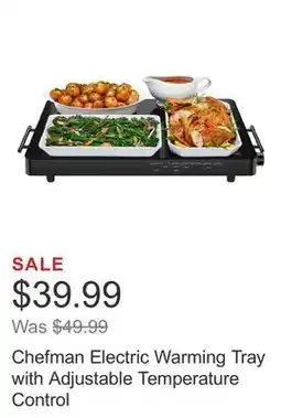 Costco Chefman Electric Warming Tray with Adjustable Temperature Control offer