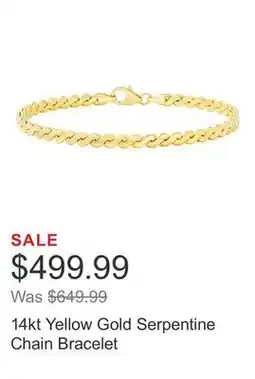 Costco 14kt Yellow Gold Serpentine Chain Bracelet offer