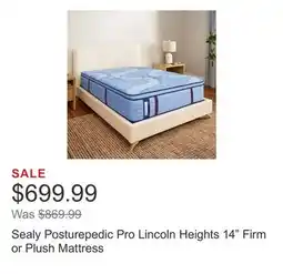Costco Sealy Posturepedic Pro Lincoln Heights 14 Firm or Plush Mattress offer