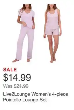 Costco Live2Lounge Women's 4-piece Pointelle Lounge Set offer